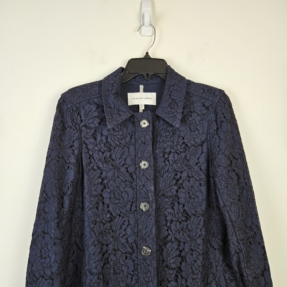 Cupcakes and Cashmere Aldean Blue Lace Jacket Navy Size Medium - Picture 3 of 8